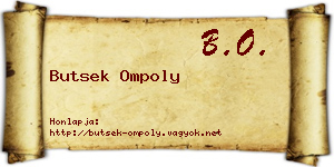 Butsek Ompoly névjegykártya